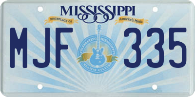 MS license plate MJF335