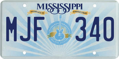 MS license plate MJF340