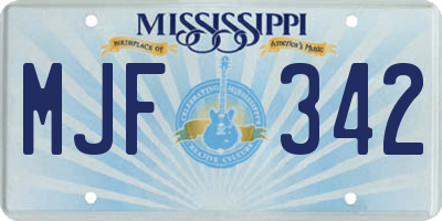 MS license plate MJF342