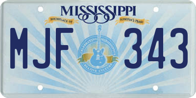 MS license plate MJF343