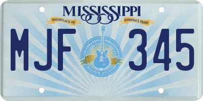 MS license plate MJF345