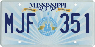 MS license plate MJF351
