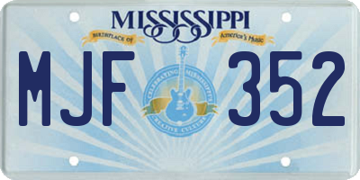 MS license plate MJF352