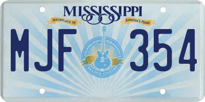 MS license plate MJF354