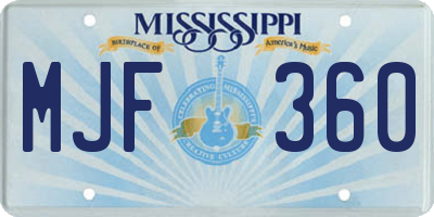 MS license plate MJF360