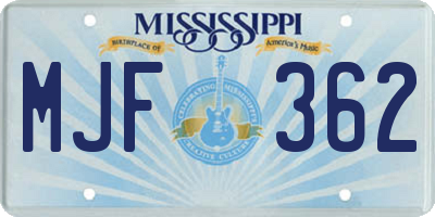 MS license plate MJF362