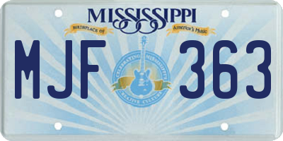 MS license plate MJF363