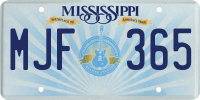 MS license plate MJF365