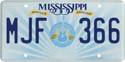 MS license plate MJF366
