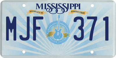 MS license plate MJF371