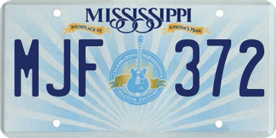 MS license plate MJF372