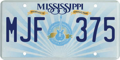 MS license plate MJF375