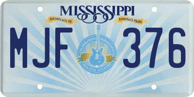 MS license plate MJF376