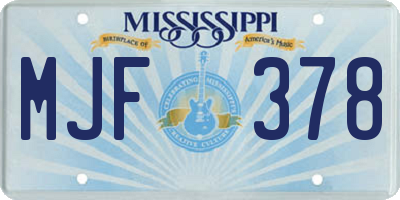 MS license plate MJF378