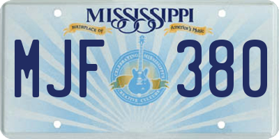 MS license plate MJF380
