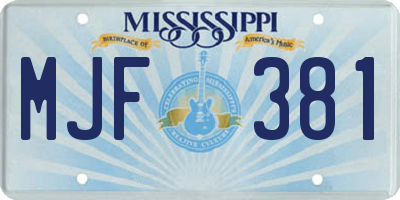 MS license plate MJF381