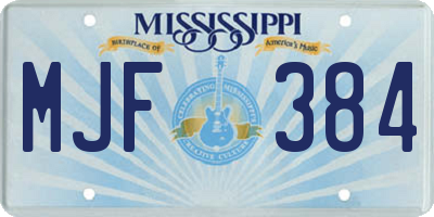 MS license plate MJF384
