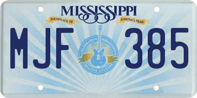 MS license plate MJF385