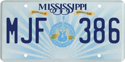 MS license plate MJF386