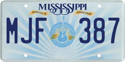 MS license plate MJF387