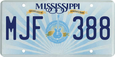 MS license plate MJF388