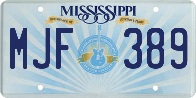 MS license plate MJF389