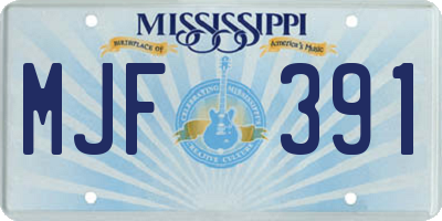 MS license plate MJF391