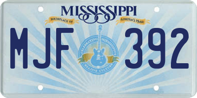 MS license plate MJF392