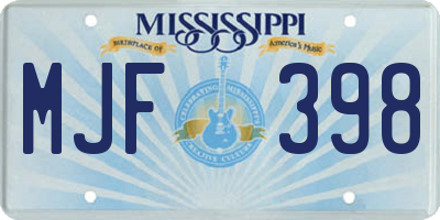 MS license plate MJF398