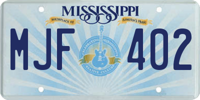 MS license plate MJF402
