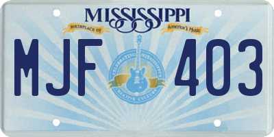 MS license plate MJF403