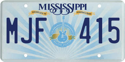 MS license plate MJF415