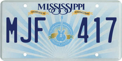 MS license plate MJF417