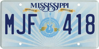 MS license plate MJF418