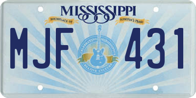 MS license plate MJF431