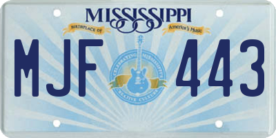 MS license plate MJF443
