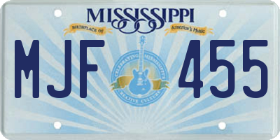 MS license plate MJF455