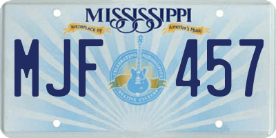 MS license plate MJF457