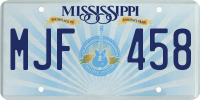 MS license plate MJF458