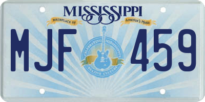 MS license plate MJF459