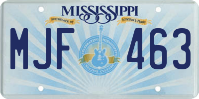 MS license plate MJF463