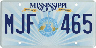 MS license plate MJF465