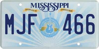 MS license plate MJF466