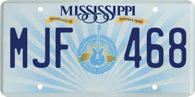 MS license plate MJF468