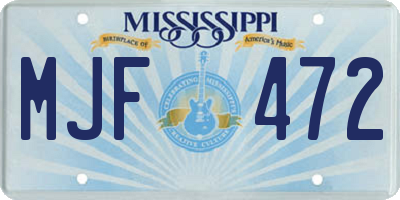 MS license plate MJF472