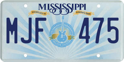 MS license plate MJF475