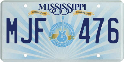 MS license plate MJF476