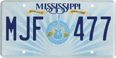 MS license plate MJF477