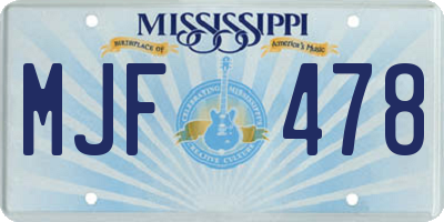 MS license plate MJF478