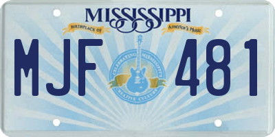 MS license plate MJF481